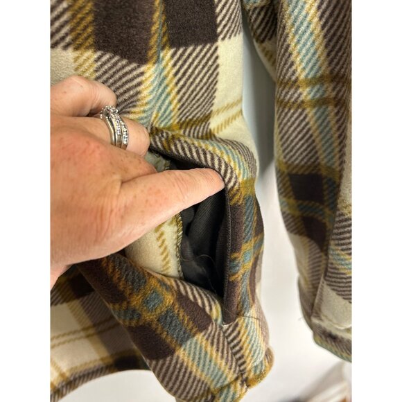 Weatherproof men’s button up flannel jacket, Sherpa lined cream brown mens Large - Picture 6 of 11